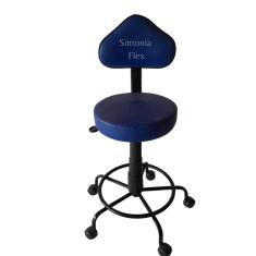 Cadeira Mocho Verona com regulagem de altura base de ferro com apoio de pés com rodízio corano azul