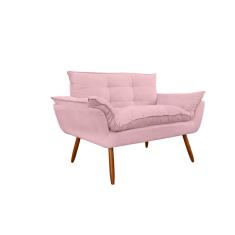 Namoradeira Decorativa para Sala de Estar Opala Suede Rosê - Montanaris Decor