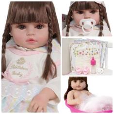 Boneca Reborn Bebê Recém Nascida Silicone 46m Fofinha - Cegonha Reborn