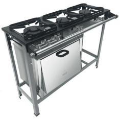 Fogão Industrial 3 Bocas 30x30 com Forno M11 S2020 Metalmaq, 110V