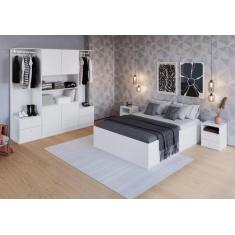 Quarto Casal Com Cama Queen, Guarda-Roupas e Mesas De Cabeceira 160 Tó