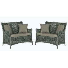 2 Sofás Área Externa Igapó Alumínio Pintura Marrom Corda Náutica Estof