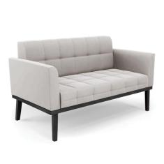 Sofá Namoradeira 2 Lugares Base De Madeira Preto Elisa Veludo D03 - D'