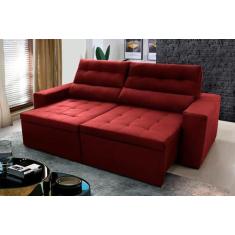 Sofá Retrátil/Reclinável Arizona 2,30m Suede Velut Vermelho - King Hou