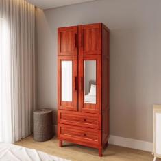 Guarda-roupa Solteiro com Espelho 4 Portas 2 Gavetas Teresina - Rodmóv