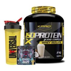 Kit Whey Protein Iso Blend Complex 2kg/Coqueteleira/ Pré Treino 300g X