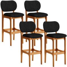 Kit 4 Banquetas Alta Bar Cozinha Sala Jantar Fixa Betta L02 Imbuia Lin