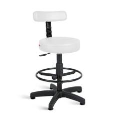 Cadeira Mocho Alto Estética Giratória Com Sapatas fixa Cor:Branco - Id