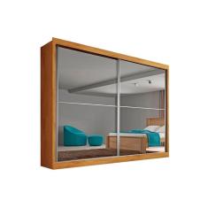 Guarda Roupa Casal Verona Plus 2 Portas de Correr 3 Gavetas MDF com Espelho Peroba Móveis Europa