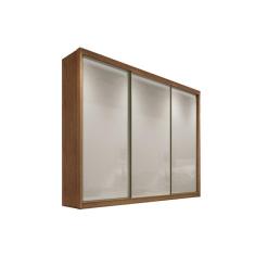 Guarda Roupa Solteiro Diamond Londres 3 Portas de Correr 6 Gavetas MDF Freijó Cumaru c- Fendi Móveis Novo Horizonte