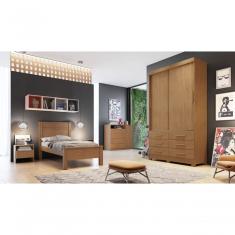 Guarda Roupa Solteiro Buriti 2 Portas de Correr 6 Gavetas 100% MDP Buriti-cumaru Móveis Novo Horizonte