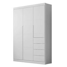 Guarda Roupa Infantil Solteiro Eloá 3 Portas de Bater 4 Gavetas MDF Branco Acetinado Phoenix Baby