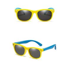 Óculos de sol kids - Oculos de sol infantil de 02-12 anos Dobravel flexivel uv400 com caixinha (amarelo e azul)
