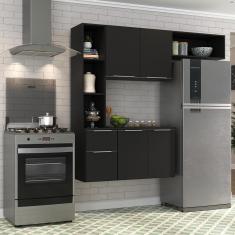 Cozinha Compacta com Armário e Balcão MP2004 Sofia Multimóveis Preta