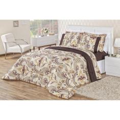 Kit Edredom Naturale Super King Micropercal Marrom Dhalia