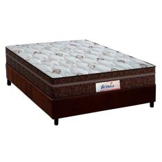 Cama Box Casal: Colchão Molas Probel MasterPocket Ensacadas ProDormir Miami + Base CRC Suede Marrom(138x188)