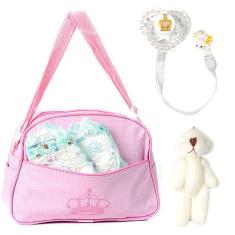 Bolsa Maternidade Rosa Com 02 Fraldas Com Acessórios Para Bebê Rn