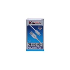 Cabo de Dados Micro-USB V8 Branco Kingo 1m 2.1A para LG K40s