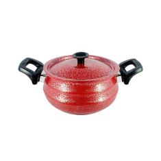 Panela Bojuda Alumínio Fundido Craqueada Alça Baquelite Vermelha N04
