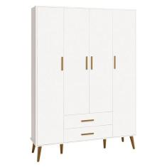 Guarda Roupa Infantil Isis 4 Portas E 2 Gavetas Branco - Reller Móveis Branco
