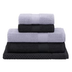 Jogo de Toalhas Buddemeyer Fio Penteado Canelado Gigante Prata/Grafite 5 peças