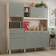 Cozinha Compacta Select 6 Portas 2 Gavetas Avena/Menta - Demóbile