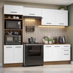 Armário de Cozinha Completa 270cm Rustic/Branco Agata Madesa 07, Rusti