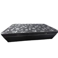 Cama Box Baú Solteiro Conjugado, (com colchão acoplado) em Suede Preto