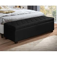 Recamier Baú Divã Sara 135cm P/ Cama Casal Sapateira Pés de Madeira - 