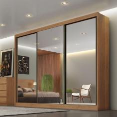 Guarda-Roupa De Casal Com Espelhos 3 Portas 8 Gavetas Londres Novo Horizonte