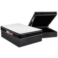 Cama Box Baú Casal: Colchão Espuma D33 Castor Black e White Air Euro P