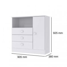 Cômoda de Bebê 3 Gavetas 1 Porta 1360 Baby Móveis Percasa Branco/rosa