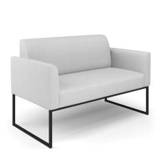 Sofá Namoradeira Base Industrial Preto Marisa Linho - DRossi, A05 Cinz