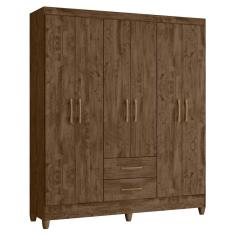 Guarda Roupa Casal 6 Portas 2 Gavetas 153cm Paraná M07 Castanho Wood - Mpozenato