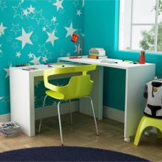 Mesa de Computador em L com rodizio Branco