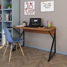 Mesa Escrivaninha Escritório Noronha 120Cm Tampo Base Metal