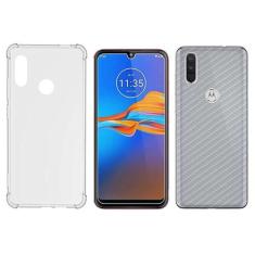 Capinha Antichoque e Película Vidro e Traseira Moto E6 Plus - Hrebos