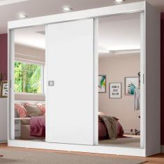 Guarda-Roupa Casal Madesa Napoli 3 Portas de Correr com Espelho, Branc