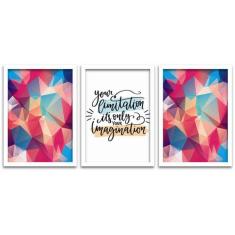 Conjunto Quadros Decorativos 3 pçs MDF 30x40 Forma Frases 2 - Arte na 