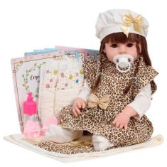 Boneca Reborn Valentina Conjunto Oncinha Fofinha + itens - Cegonha Reb