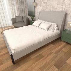 Cama com Cabeceira Queen Tecido Linho / Veludo Sob Medida - Casa Lar D