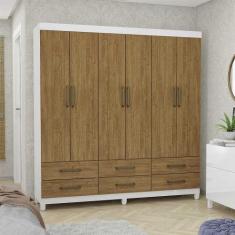 Guarda Roupa Casal D22 6 Portas 6 Gavetas Carioca Móveis, Branco Cinam