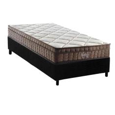 Cama Box Solteiro: Colchão Ortopédico D Angelis Anjos D28 / AG65 Anjos Star + Base CRC Suede Black (88x188)