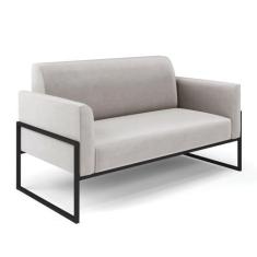 Sofá Namoradeira Base Industrial Alta Preto Marisa Veludo Cinza D03 - 