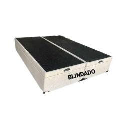 Cama Box Bau Casal Bipartido Linhão Bege Com Pistão A Gás