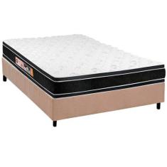 Cama Box Casal: Colchão Espuma D33 Castor Black e White + Base CRC Sue