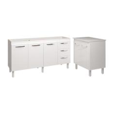Armário Cozinha Balcão Gabinete De Pia 160 Cm Estela E Balcão Jane Par