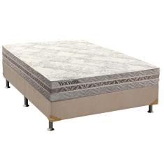 Cama Box King: Colchão Molas Masterpocket Ensacadas Paropas Texture + Base Crc Suede Bege(193X203)