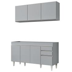 Armário De Cozinha Argélia E Balcão Gabinete 150cm Sem Tampo Marrocos Cinza Claro - Lumil
