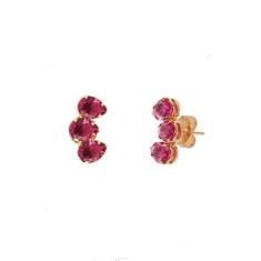Brinco Ear Curff Com Pedra Fusion Pink Folheado A Ouro 18K
